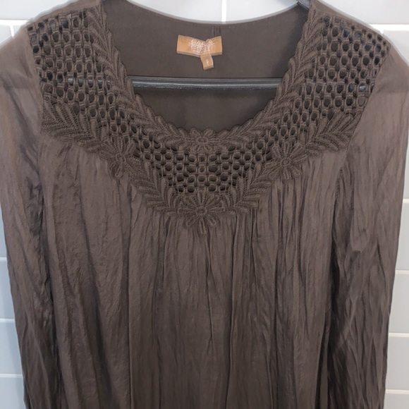 Dark Brown Carla Conti Italian Silk Blouse - Picture 4 of 14